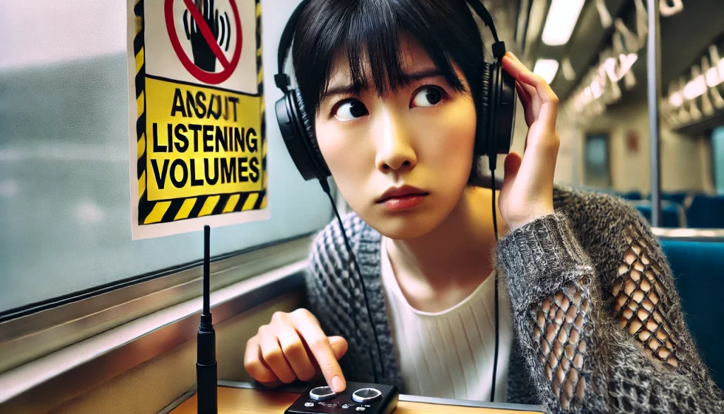 突発性難聴、カラオケ。大音量で音楽を聴く女性。