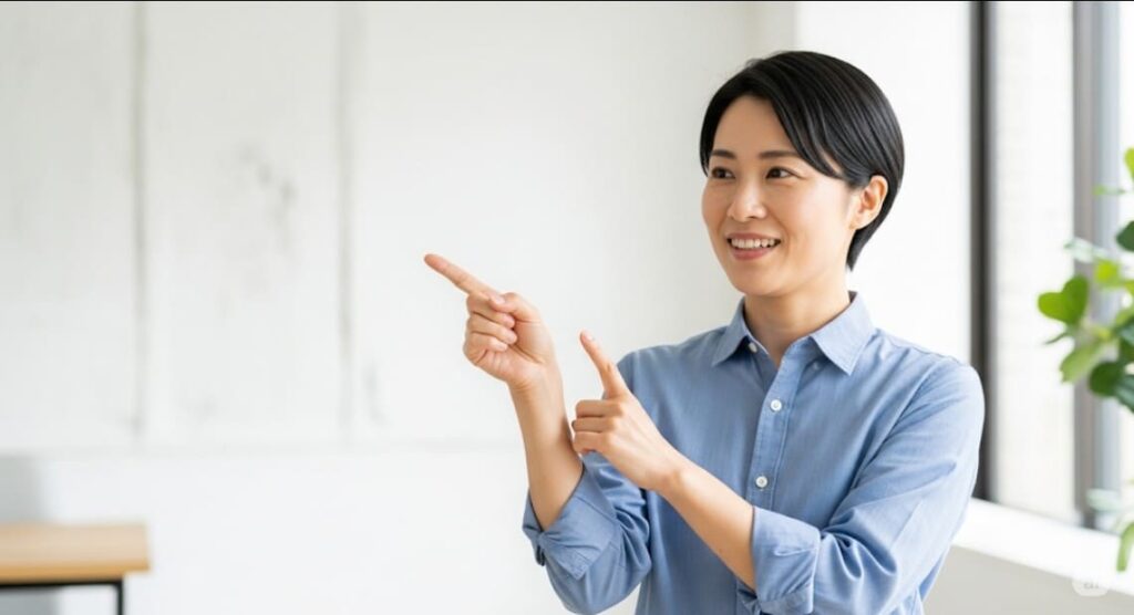 アドバイスをする女性の画像。