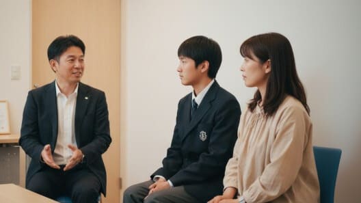 起立性調節障害とスポーツの両立について、専門家に相談する親子。