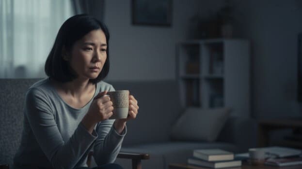 子供の起立性調節障害に悩み、疲れ果ててしまっている母親。