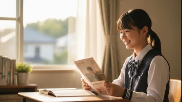 進学という目標を見つけ、希望の表情を浮かべる起立性調節障害の子供。