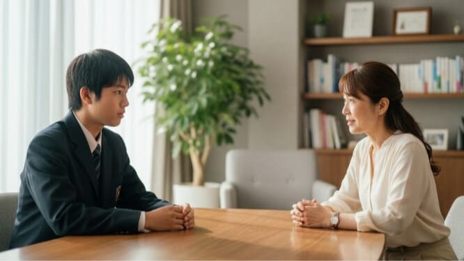 起立性調節障害の悩みについて、専門家に相談している様子。