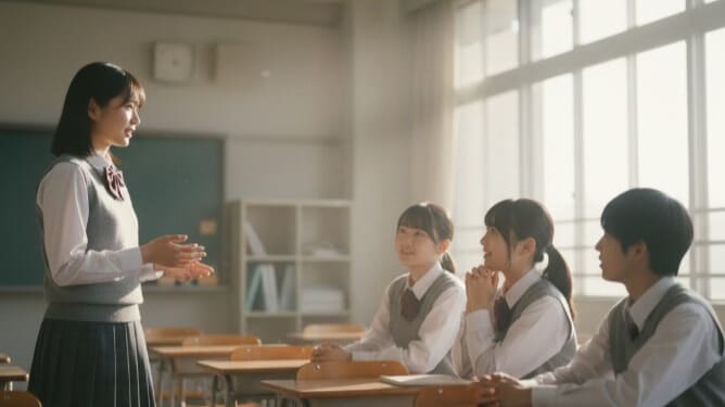 起立性調節障害の友達のために、周りのクラスメイトに病気への理解を求める生徒