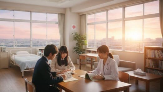 起立性調節障害の生徒が、安心して休むことができる学校の保健室。


