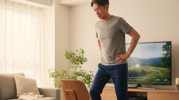 日常生活の中でリハビリを取り入れる中高年男性