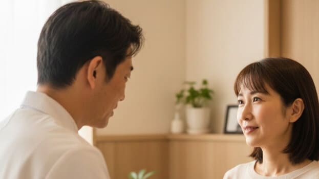 大阪市淀川区十三の浜崎鍼灸整骨院で患者に寄り添う日本人鍼灸師、浜崎洋の温かい診療風景