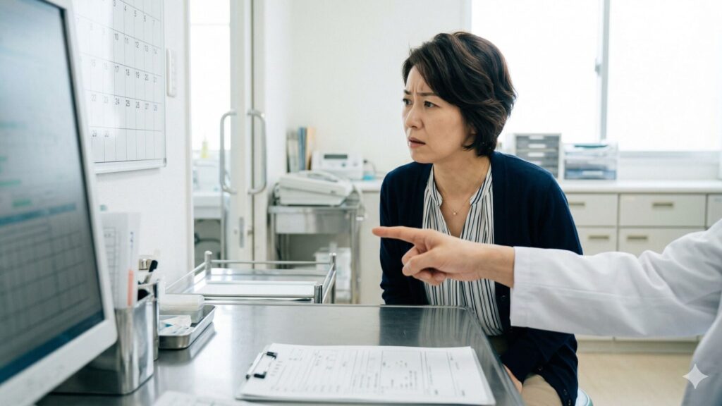 顔面神経麻痺の初期治療の緊急性を示す病院での診察シーン